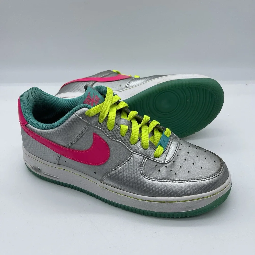 Nike Air Force 1 Low Youth Size 7 Shoes 314219-011 Metallic Sliver Women's 8.5